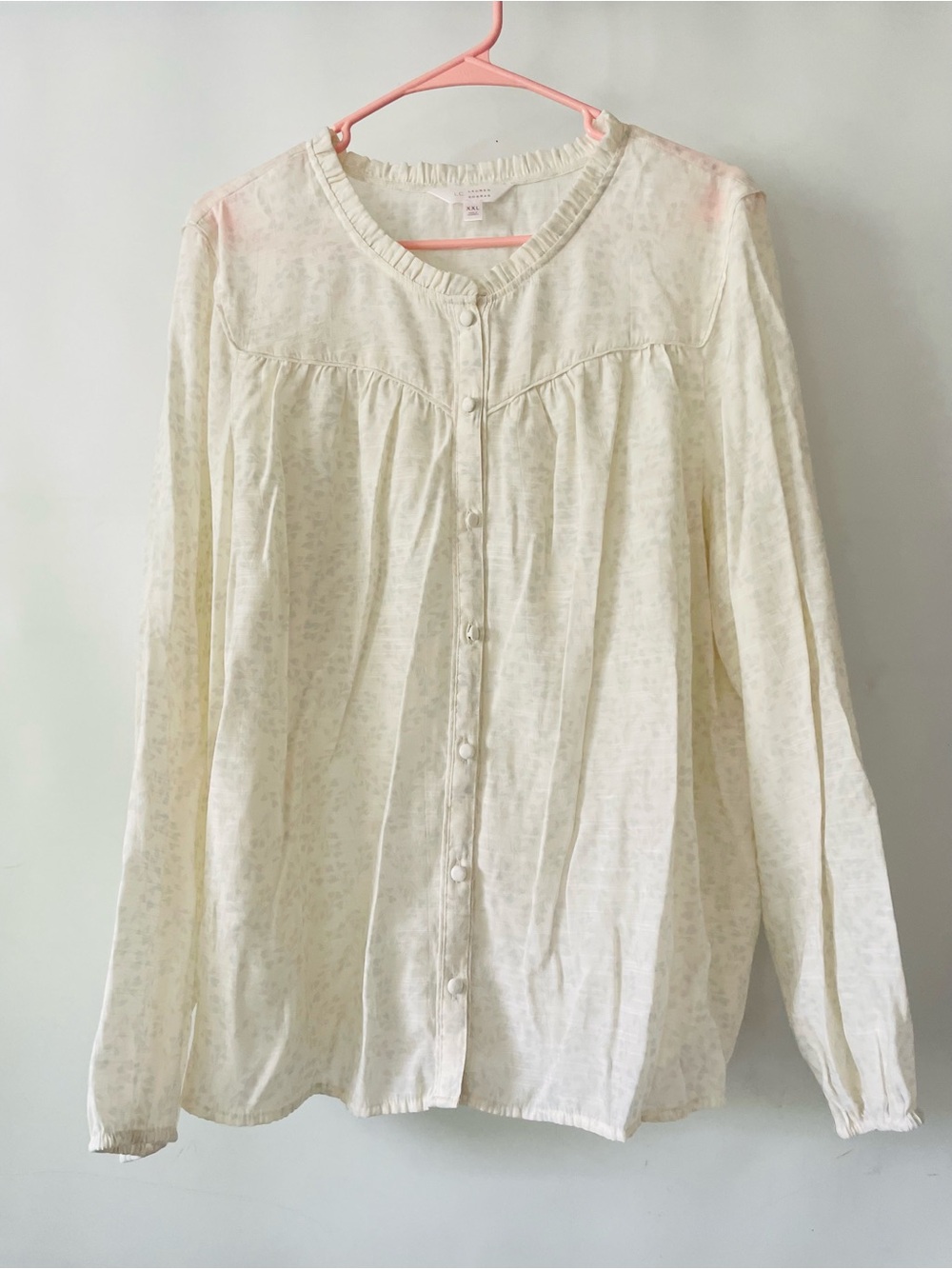 LC Lauren Conrad Cream Button-Front Peasant Blouse